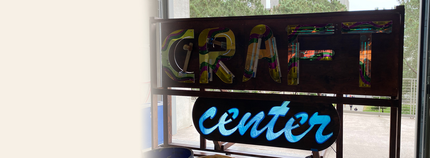 Craft Center sign made by Mechanical Engineering students